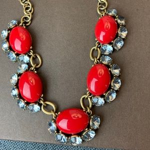 Stella & Dot Red Cabochon Bib Statement Necklace